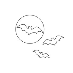 Outline halloween bats with moon illustration clip studio paint hand-drawn illustration