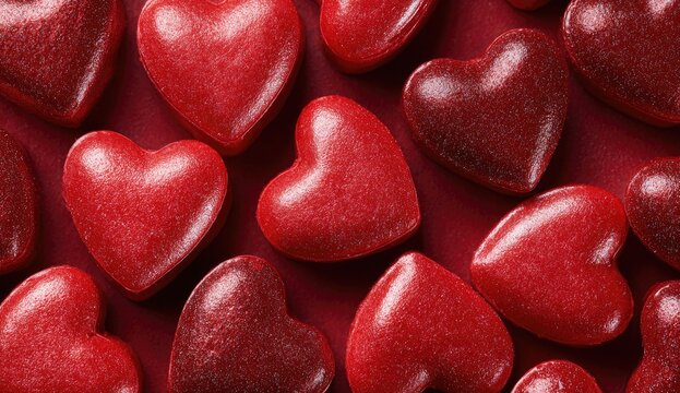 Red heart-shaped candies