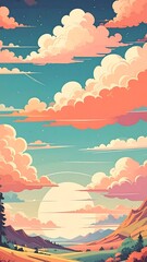 Colorful landscape of clouds and mountains