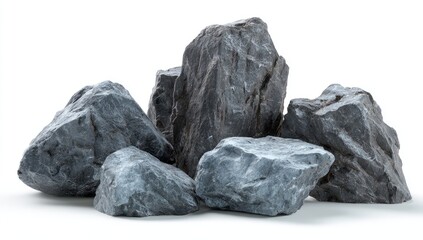 Obraz premium Gray stones clustered on white background