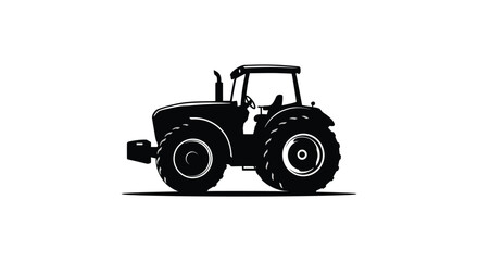 Obraz premium A detailed black silhouette of a modern agricultural tractor on white