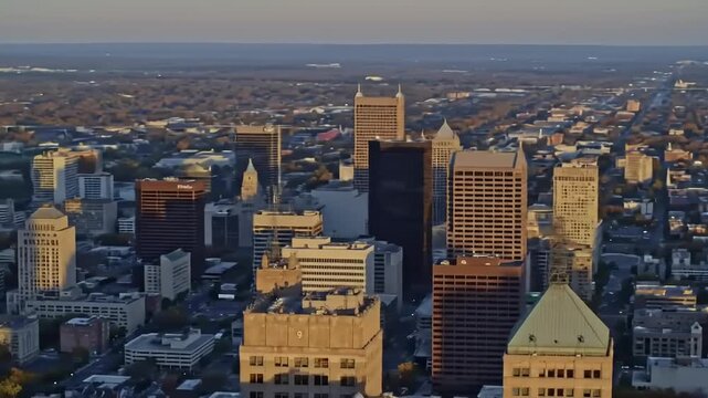 Cityscape sunset skyline view
