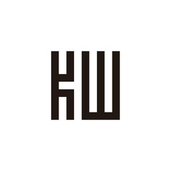 Letter KW square, rectangles geometric symbol simple logo vector
