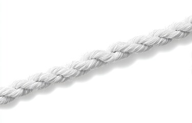 White twisted rope diagonally across a white background