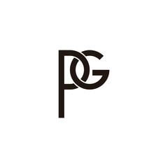 Letter P and G circle, combination geometric symbol simple logo vector