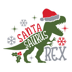 Santa Saurus Rex - A Funny Dinosaur Christmas Design