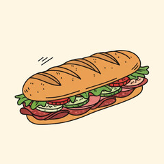 sandwich with ham and vegetable