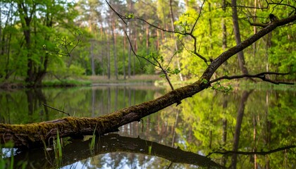 Tranquil forest pond scene
