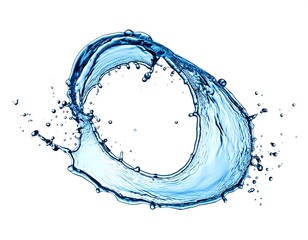 Circular water splash on white