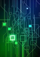 Obraz premium Abstract Technology Network with Glowing Connections and Data Flow.