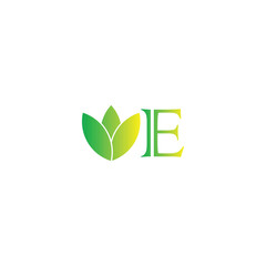 Letter E eco, floral geometric symbol simple logo vector