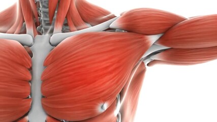 Anatomical view of a painful human pectoral muscle injury with red inflammation on the chest highlighting a common sports strain or tear
