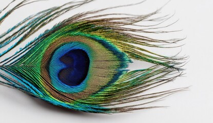 Close-up of a peacock feather, vibrant colors