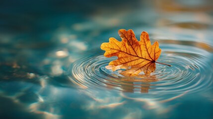 Floating Oak Leaf on Water Surface
