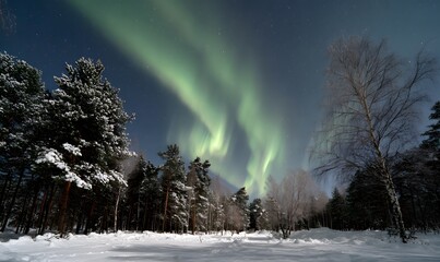 spectacular and rare white aurora borealis with ethereal swirls and curtains of pale green light dancing across a clear