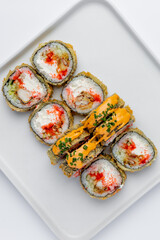 Sushi roll close up on a white background isolated