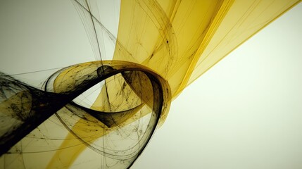 Abstract Intertwined Yellow And Black Lines