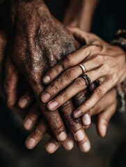 Fototapeta premium Close Up Of Intertwined Hands Showing Connection