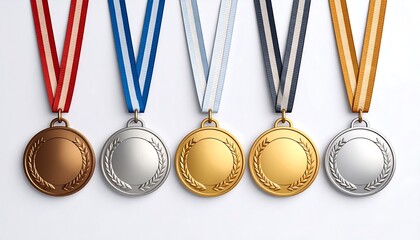 Row of medals with ribbons