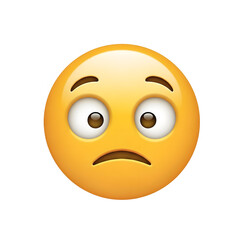 Fototapeta premium Surprised and slightly sad face emoji, wide eyes and mouth slightly opened downwards