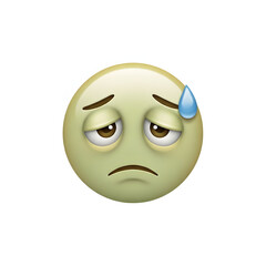 Fototapeta premium Sick or unwell face emoji, with a slight frown and pale skin tone