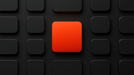 Abstract minimalistic design: vibrant orange rounded square on dark grey backdrop, perfect for modern presentations