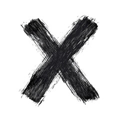 Textured black X on black background