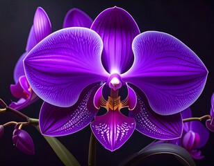 Fototapeta premium Close-up of a vibrant purple orchid (1)