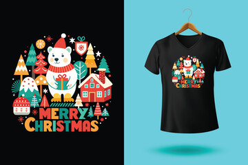 Christmas T shirt design or Lettering Christmas t shirt design template or Typography Santa T shirt design vector for the Christmas lover warm advance wishes for merry Christmas