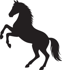 前足をあげる馬の黒いシルエットベクターイラスト素材