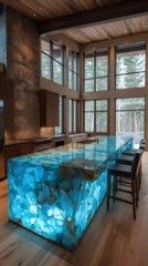 Blue Agate Kitchen Island in Modern Interior
