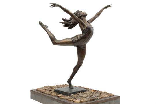 Bronze Sculpture of a Graceful Dancing Woman, a Poised Figure in Motion