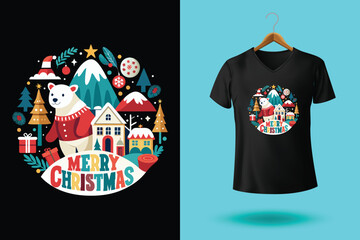 Christmas T shirt design or Lettering Christmas t shirt design template or Typography Santa T shirt design vector for the Christmas lover warm advance wishes for merry Christmas