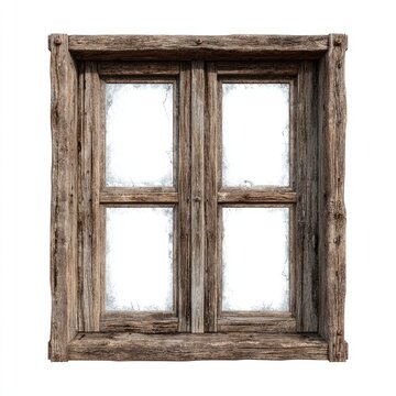 Rustic wooden window, frosted glass