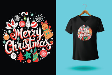Christmas T shirt design or Lettering Christmas t shirt design template or Typography Santa T shirt design vector for the Christmas lover warm advance wishes for merry Christmas