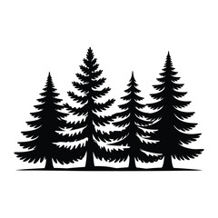 Obraz premium A winter forest set with fir trees for holiday and Christmas decoration