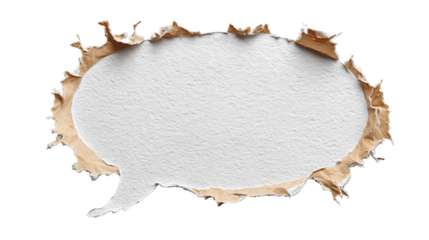 Torn paper speech bubble graphic
