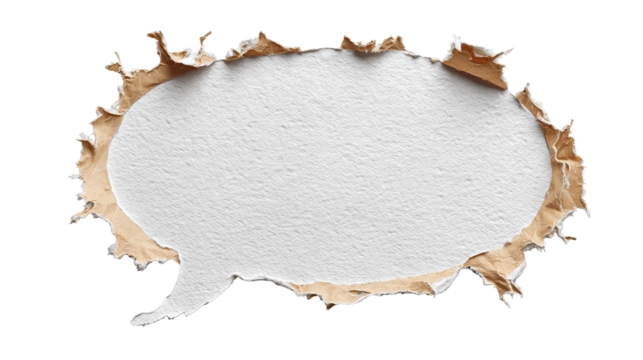 Torn paper speech bubble graphic