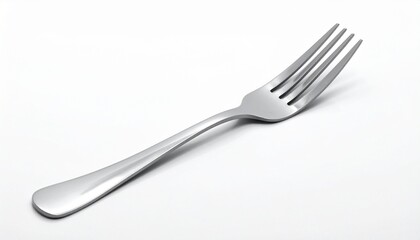 Stainless Steel Fork on White Background