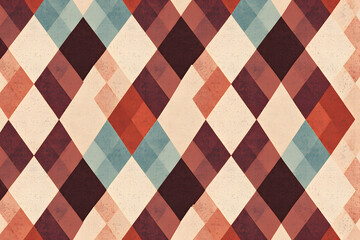Argyle check pattern. Brown beige background. Classic geometric design. Vector illustration.