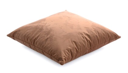 Light brown square pillow on white background