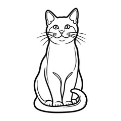 Obraz premium Sitting Cat Outline: A sleek and charming illustration of a poised cat, captured in a simple, yet elegant line art style, ideal for design and playful projects.