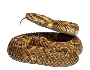Fototapeta premium Rattlesnake Slithering in Curved Motion, Top-Down Perspective, isolated