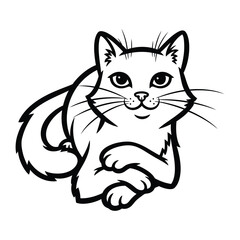 Whiskered Cat in an Artistic Impression: A whimsical illustration presents a charming cat in a relaxed pose, exuding warmth and playful demeanor.