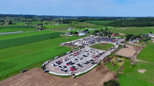 Horse auction event at Smoke Lane Stables in countryside near Sugarcreek Ohio, USA