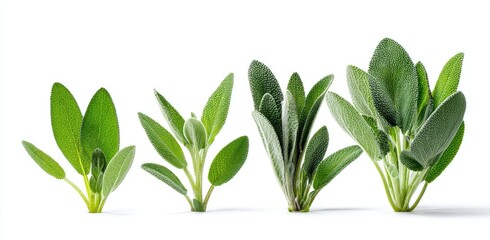Obraz premium Fresh sage sprigs displayed against a white background