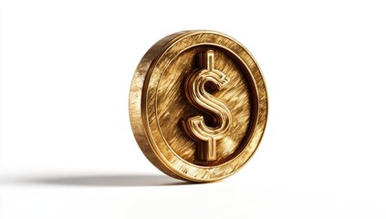 Golden dollar coin, 3D render (3)