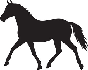 歩く馬の黒いシルエットベクターイラスト素材