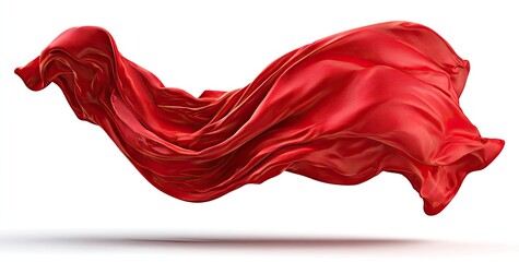 Red flowing fabric against white background (1)