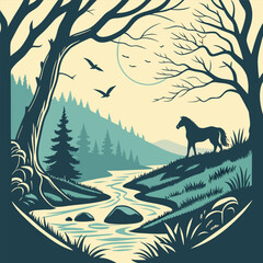 Vintage Halloween Kelpie Loch Invitation